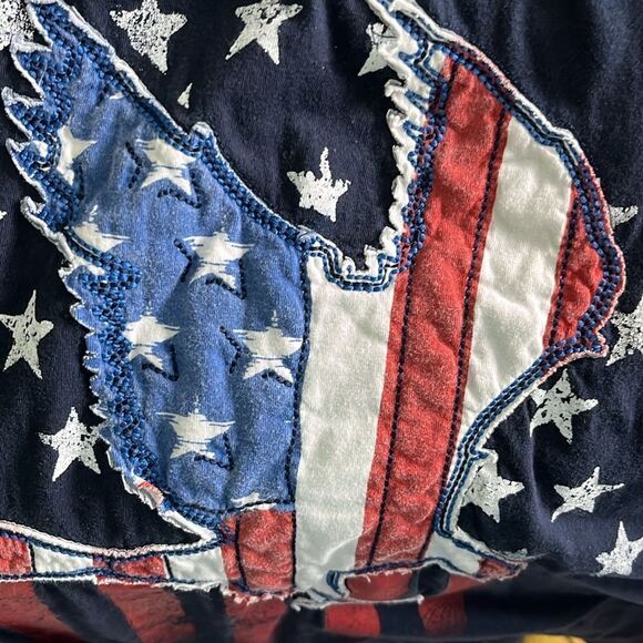 Spirit of America American Flag Raised Eagle Raw hem Great Patriotic Unisex - Picture 5 of 6